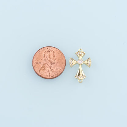 Gold Connector Charms,18K Gold Filled Cross Pendant,Religion Charm Bracelet Necklace for DIY Jewelry Making Supply