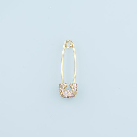 18K Gold Filled Paper Clip Pendant,CZ Micro Pave Paper Clip Charm Bracelet Necklace for DIY Jewelry Making Supply