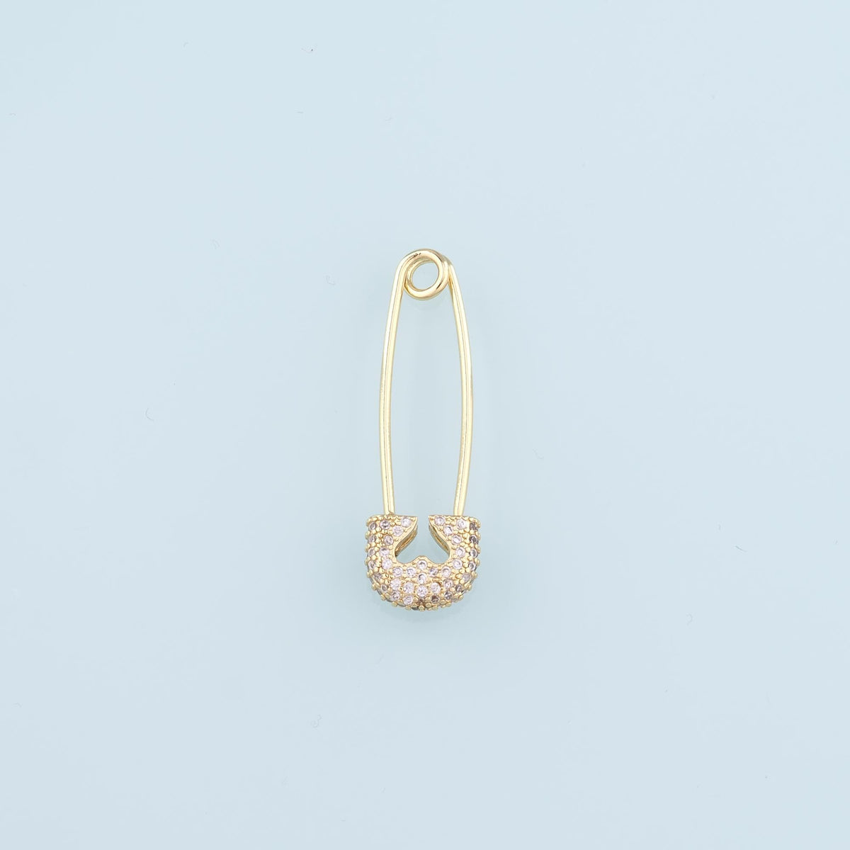 18K Gold Filled Paper Clip Pendant,CZ Micro Pave Paper Clip Charm Bracelet Necklace for DIY Jewelry Making Supply