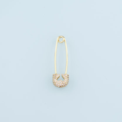 18K Gold Filled Paper Clip Pendant,CZ Micro Pave Paper Clip Charm Bracelet Necklace for DIY Jewelry Making Supply