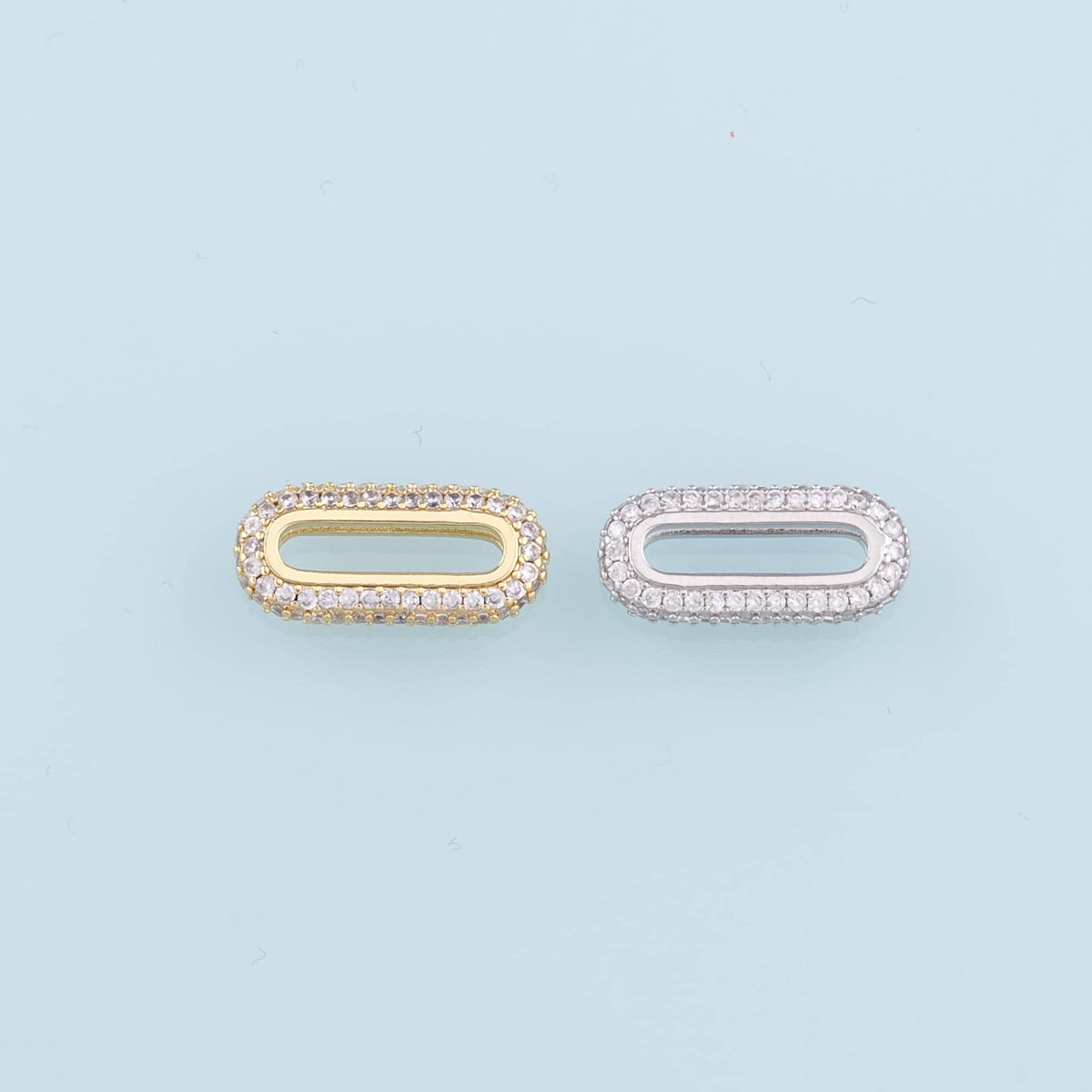 18K Gold Filled Oval Pendant,CZ Micro Pave Oval Charm Bracelet Necklace for DIY Jewelry Making Supply