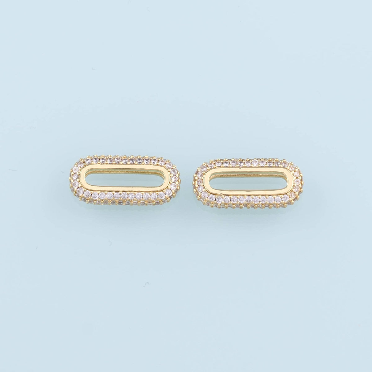 18K Gold Filled Oval Pendant,CZ Micro Pave Oval Charm Bracelet Necklace for DIY Jewelry Making Supply