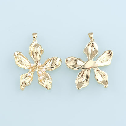 Gold Flower Charms,18K Gold Filled Flower Pendant,Flower Charm Bracelet Necklace for DIY Jewelry Making Supply