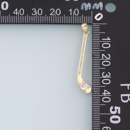 18K Gold Filled GolF Pendant,CZ Micro Pave Golf Clubs Charm Bracelet Necklace for DIY Jewelry Making Supply