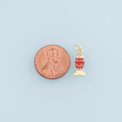 Gold Fish Charms,18K Gold Filled Enamel Fish Pendant,Cute Fish Charm Bracelet Necklace for DIY Jewelry Making Supply