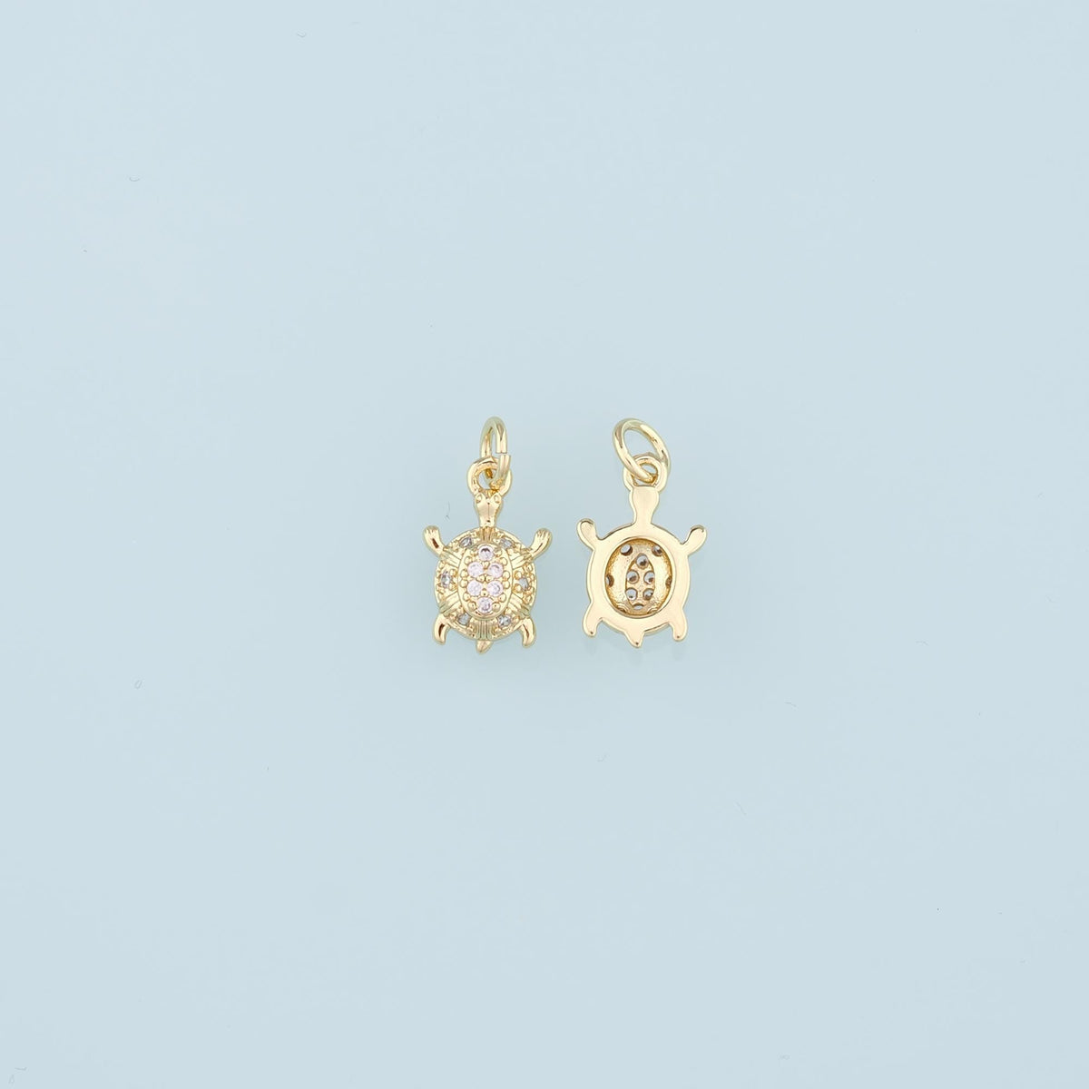 Gold Turtle Charms,18K Gold Filled Turtle Pendant, CZ Micro Pave Turtle Charm Bracelet Necklace for DIY Jewelry Making Supply