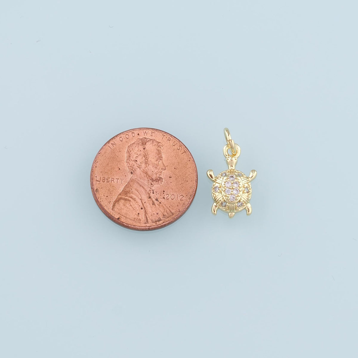 Gold Turtle Charms,18K Gold Filled Turtle Pendant, CZ Micro Pave Turtle Charm Bracelet Necklace for DIY Jewelry Making Supply