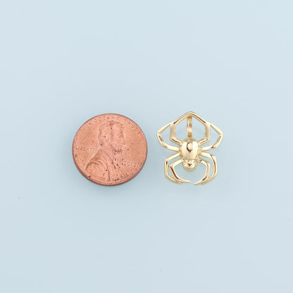 18K Gold Filled Spider halloween Pendant, Spider Charm Bracelet Necklace for DIY Jewelry Making Supply