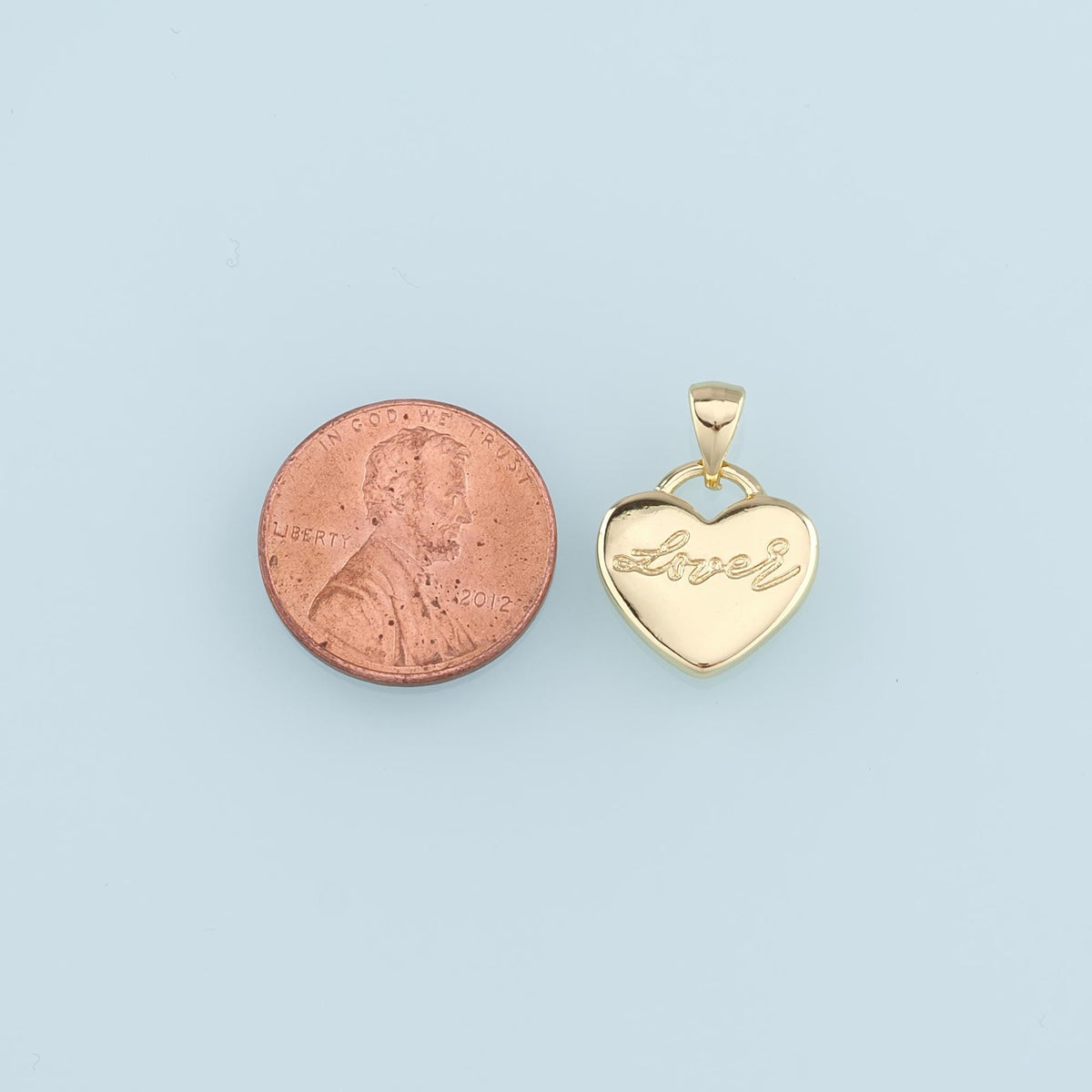18K Gold Filled Heart Pendant,Heart Charm Bracelet Necklace for DIY Jewelry Making Supply