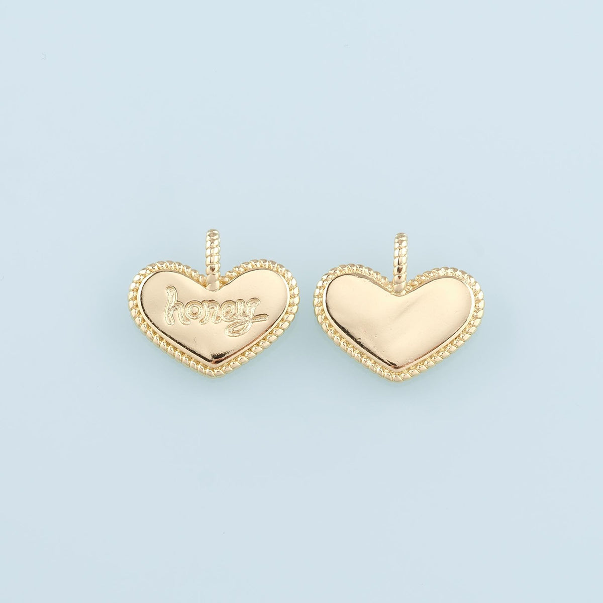 18K Gold Filled Heart Pendant,Heart Charm Bracelet Necklace for DIY Jewelry Making Supply