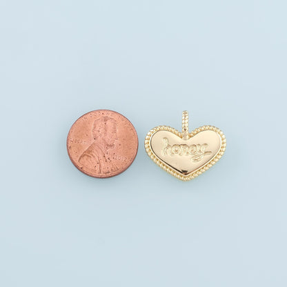 18K Gold Filled Heart Pendant,Heart Charm Bracelet Necklace for DIY Jewelry Making Supply