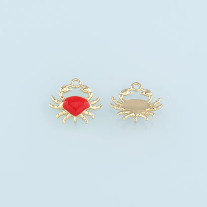 Gold Connector Charms,18K Gold Filled Crab Pendant,Enamel Crab Charms Bracelet Necklace for DIY Jewelry Making Supply