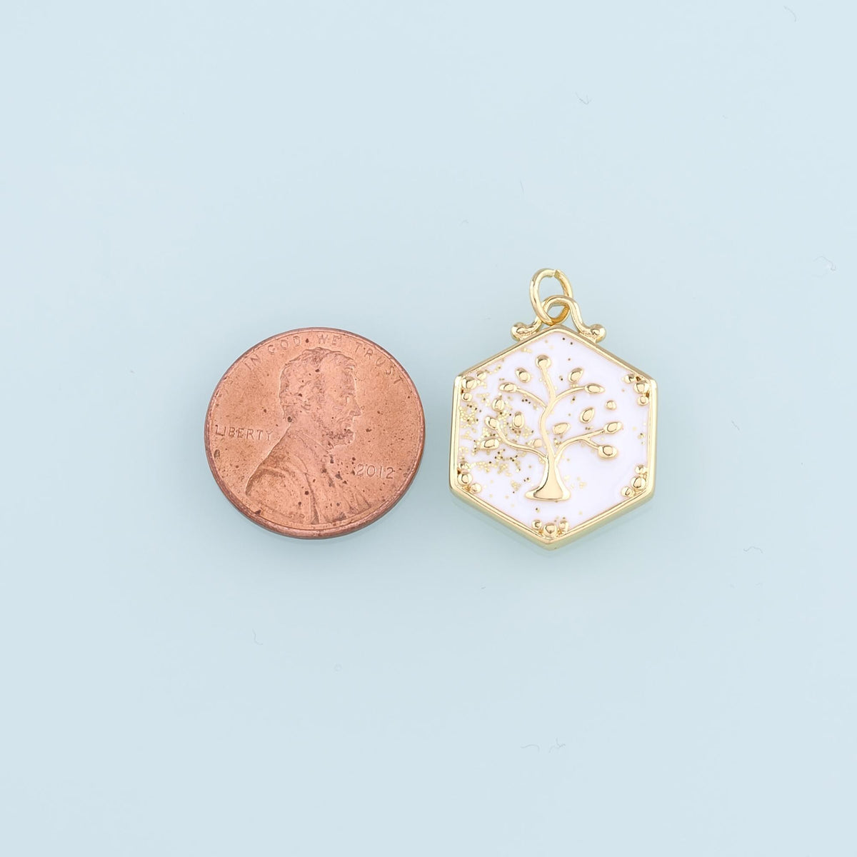 18K Gold Filled tree of Life Pendant,Enamel tree of Life Charm Bracelet Necklace for DIY Jewelry Making Supply