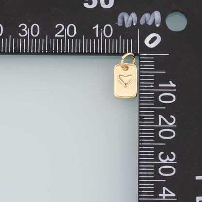 18K Gold Filled Heart Pendant,Rectangle Heart Charm Bracelet Necklace for DIY Jewelry Making Supply