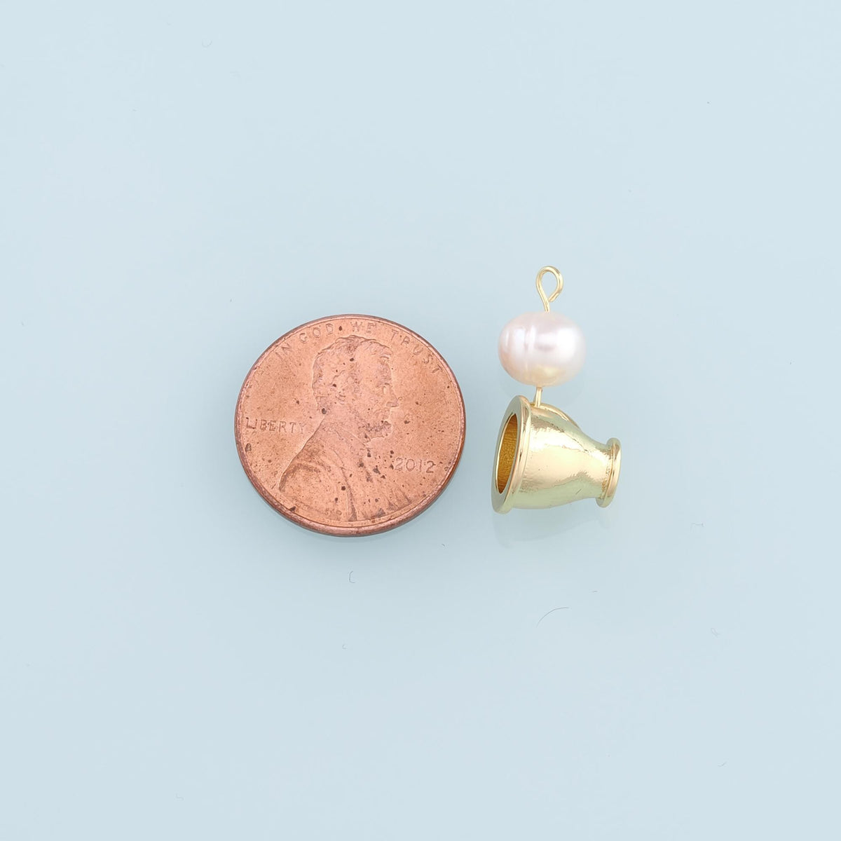 18K Gold Filled Cup Pendant,Pearl Cup Charm Bracelet Necklace for DIY Jewelry Making Supply