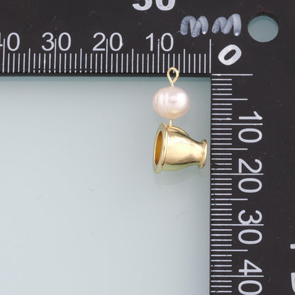 18K Gold Filled Cup Pendant,Pearl Cup Charm Bracelet Necklace for DIY Jewelry Making Supply