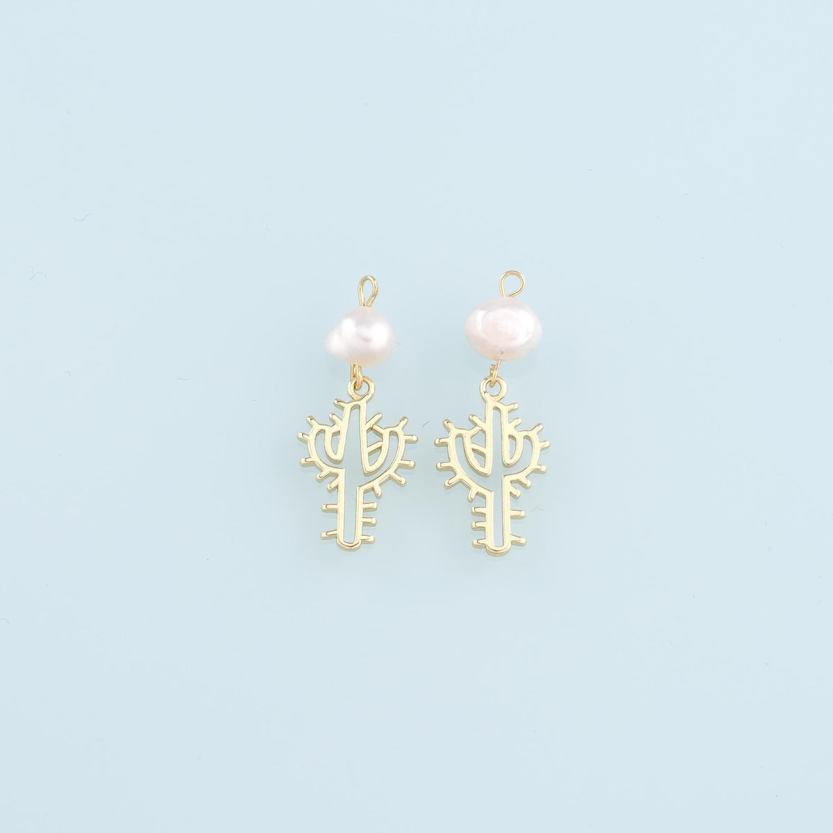 Gold Cactus Charms,18K Gold Filled Pearl Cactus Pendant,Desert Charm Bracelet Necklace for DIY Jewelry Making Supply