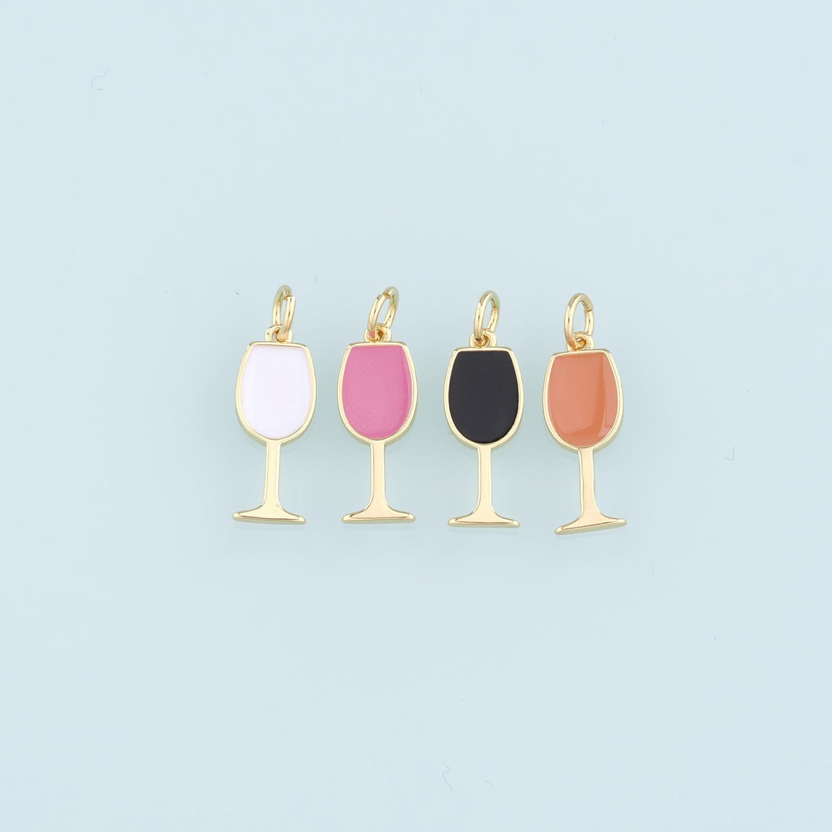 Gold Wine Glass Charms,18K Gold Filled Wine Glass Pendant,Enamel Wine Glass Charm Bracelet Necklace for DIY Jewelry Making Su