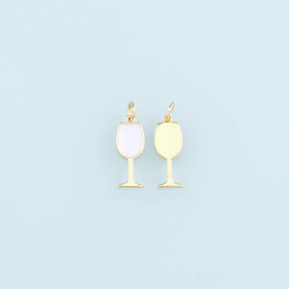 Gold Wine Glass Charms,18K Gold Filled Wine Glass Pendant,Enamel Wine Glass Charm Bracelet Necklace for DIY Jewelry Making Su