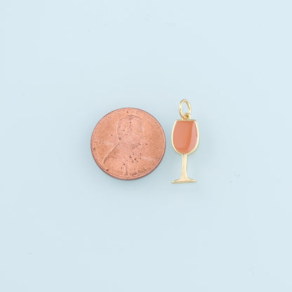 Gold Wine Glass Charms,18K Gold Filled Wine Glass Pendant,Enamel Wine Glass Charm Bracelet Necklace for DIY Jewelry Making Su