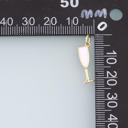 Gold Wine Glass Charms,18K Gold Filled Wine Glass Pendant,Enamel Wine Glass Charm Bracelet Necklace for DIY Jewelry Making Su