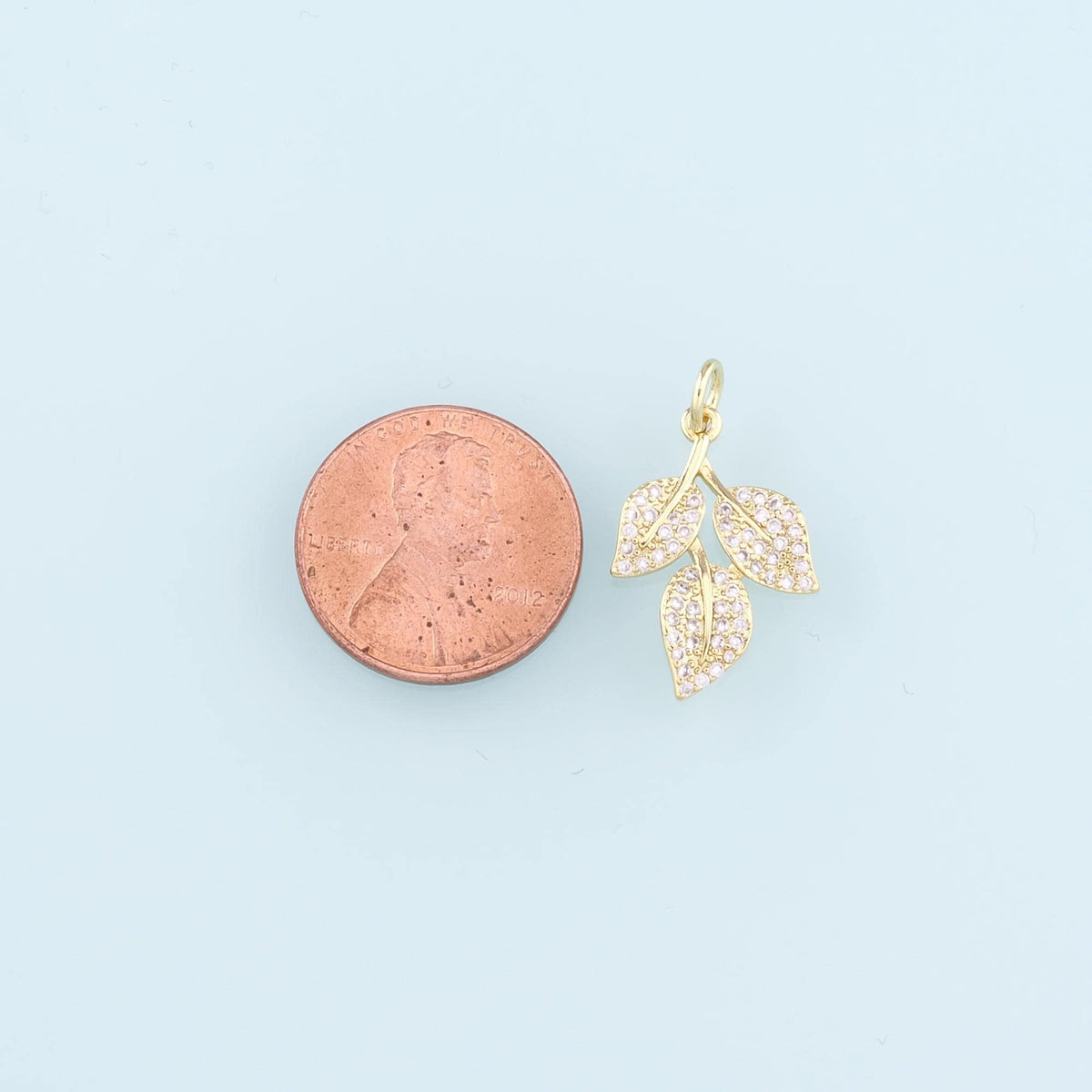 Gold Leaf Charms,18K Gold Filled Leaf Pendant,CZ Micro Pave Leaf Charm Bracelet Necklace for DIY Jewelry Making Supply