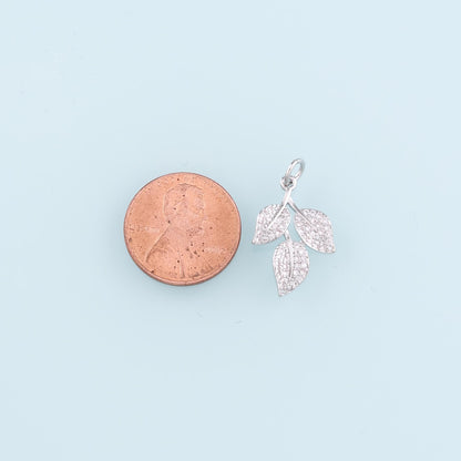 Gold Leaf Charms,18K Gold Filled Leaf Pendant,CZ Micro Pave Leaf Charm Bracelet Necklace for DIY Jewelry Making Supply