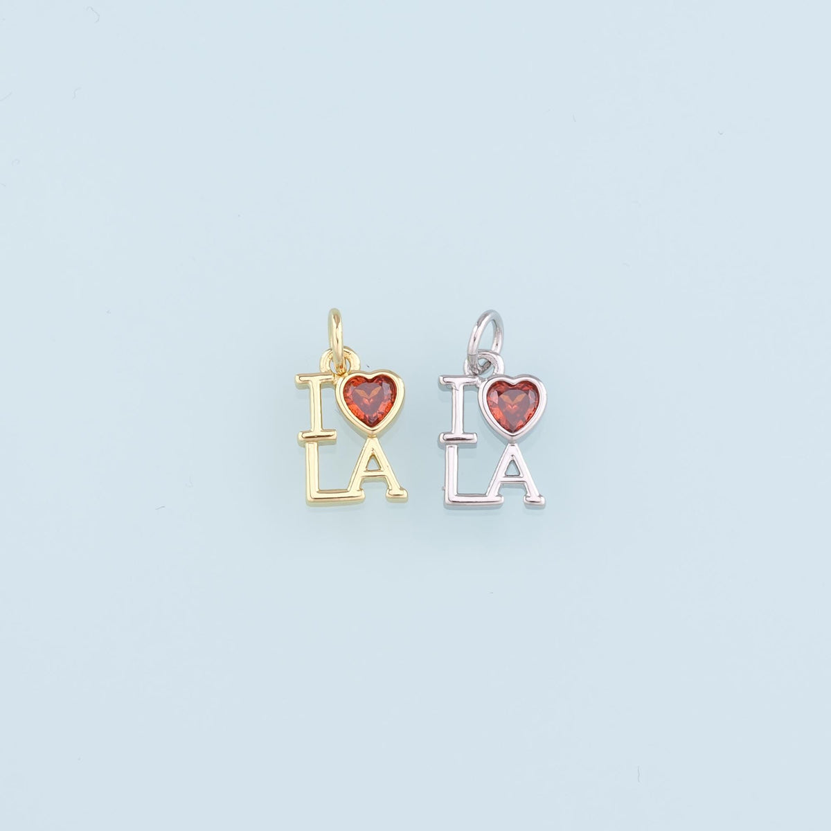 18K Gold Filled Heart Pendant,I Love LA Charm Bracelet Necklace for DIY Jewelry Making Supply