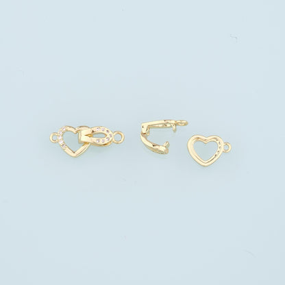 18K Gold Filled Twisted Heart Clasp,Carabiner Lock Connector,Spring Push Gate for DIY Jewelry Finding Necklace Bracelet