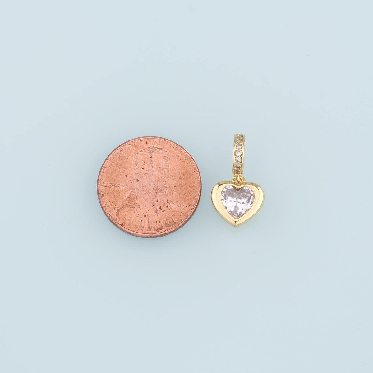 18K Gold Filled Heart Pendant,CZ Micro Pave Heart Charm Bracelet Necklace for DIY Jewelry Making Supply