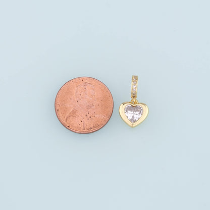 18K Gold Filled Heart Pendant,CZ Micro Pave Heart Charm Bracelet Necklace for DIY Jewelry Making Supply