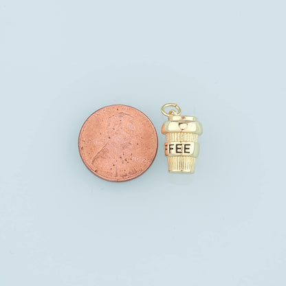 18K Gold Filled Coffee Cup Pendant,Cup Charm Bracelet Necklace for DIY Jewelry Making Supply