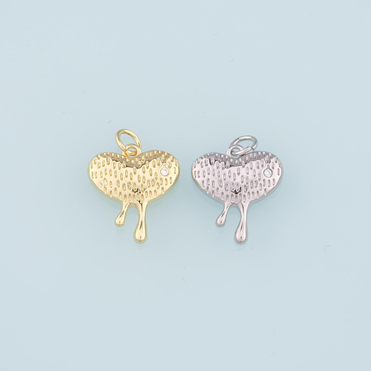 18K Gold Filled Heart Pendant,Heart Charm Bracelet Necklace for DIY Jewelry Making Supply