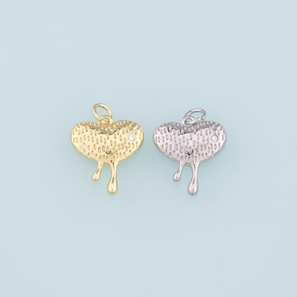 18K Gold Filled Heart Pendant,Heart Charm Bracelet Necklace for DIY Jewelry Making Supply