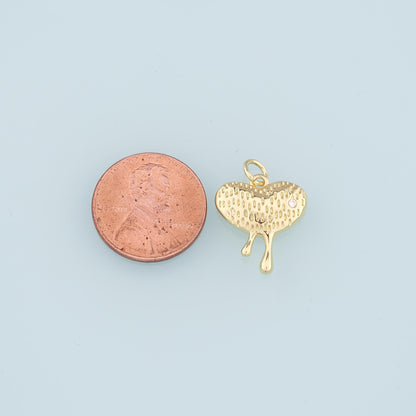 18K Gold Filled Heart Pendant,Heart Charm Bracelet Necklace for DIY Jewelry Making Supply