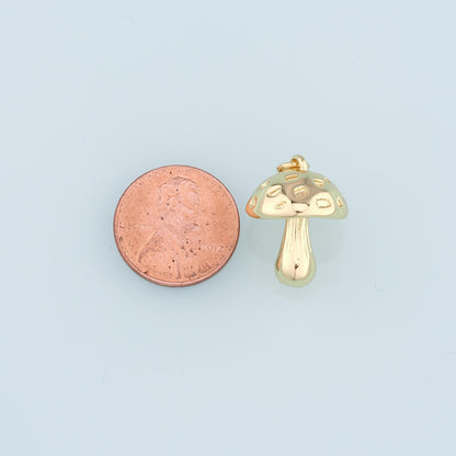 18K Gold Filled Mushroom Pendant,Mushroom Charm Bracelet Necklace for DIY Jewelry Making Supply