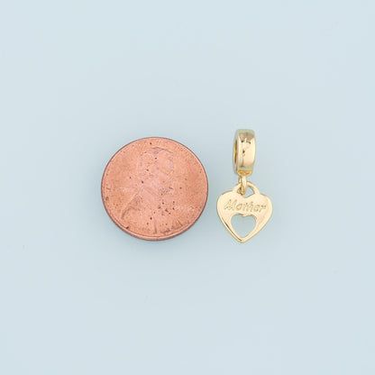 18K Gold Filled Heart Charm Pendant for Jewelry Making