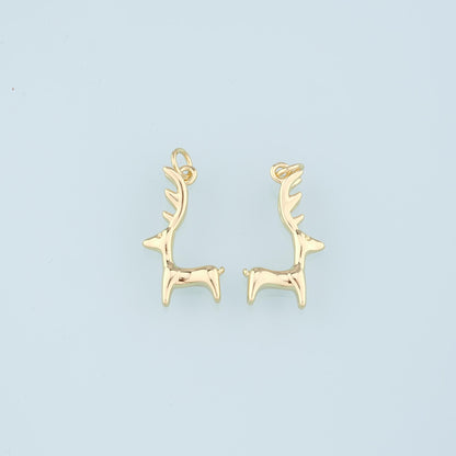 18K Gold Filled Elk Pendant,Animal Charm Bracelet Necklace for DIY Jewelry Making Supply