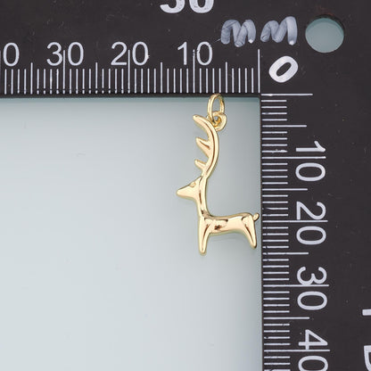 18K Gold Filled Elk Pendant,Animal Charm Bracelet Necklace for DIY Jewelry Making Supply