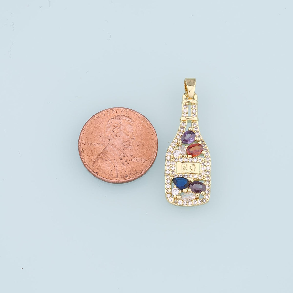 18K Gold Filled Wine Glass Pendant,CZ Micro Pave Wine Glass Charm Bracelet Necklace for DIY Jewelry Making Supply
