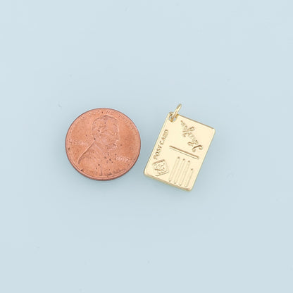 18K Gold Filled Postcard Pendant,Postcard Charm Bracelet Necklace for DIY Jewelry Making Supply