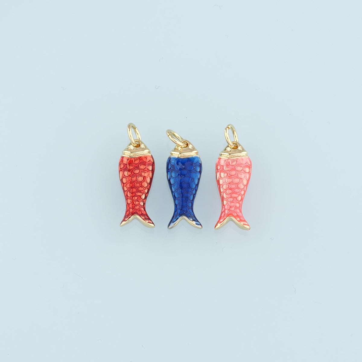 Gold Fish Charms,18K Gold Filled Enamel Fish Pendant,Cute Fish Charm Bracelet Necklace for DIY Jewelry Making Supply