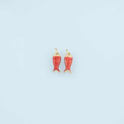 Gold Fish Charms,18K Gold Filled Enamel Fish Pendant,Cute Fish Charm Bracelet Necklace for DIY Jewelry Making Supply