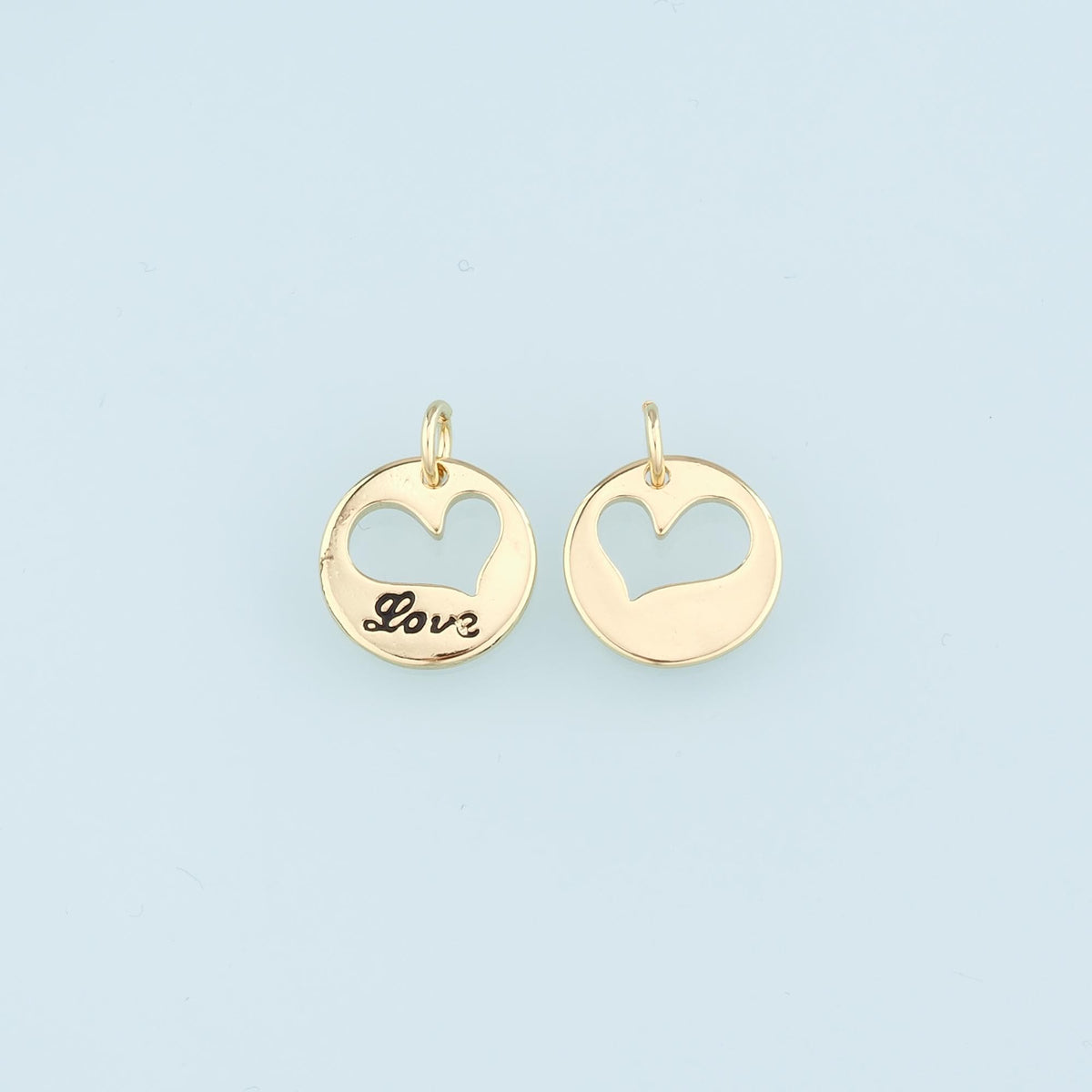 18K Gold Filled Heart Pendant,Love Charm Bracelet Necklace for DIY Jewelry Making Supply