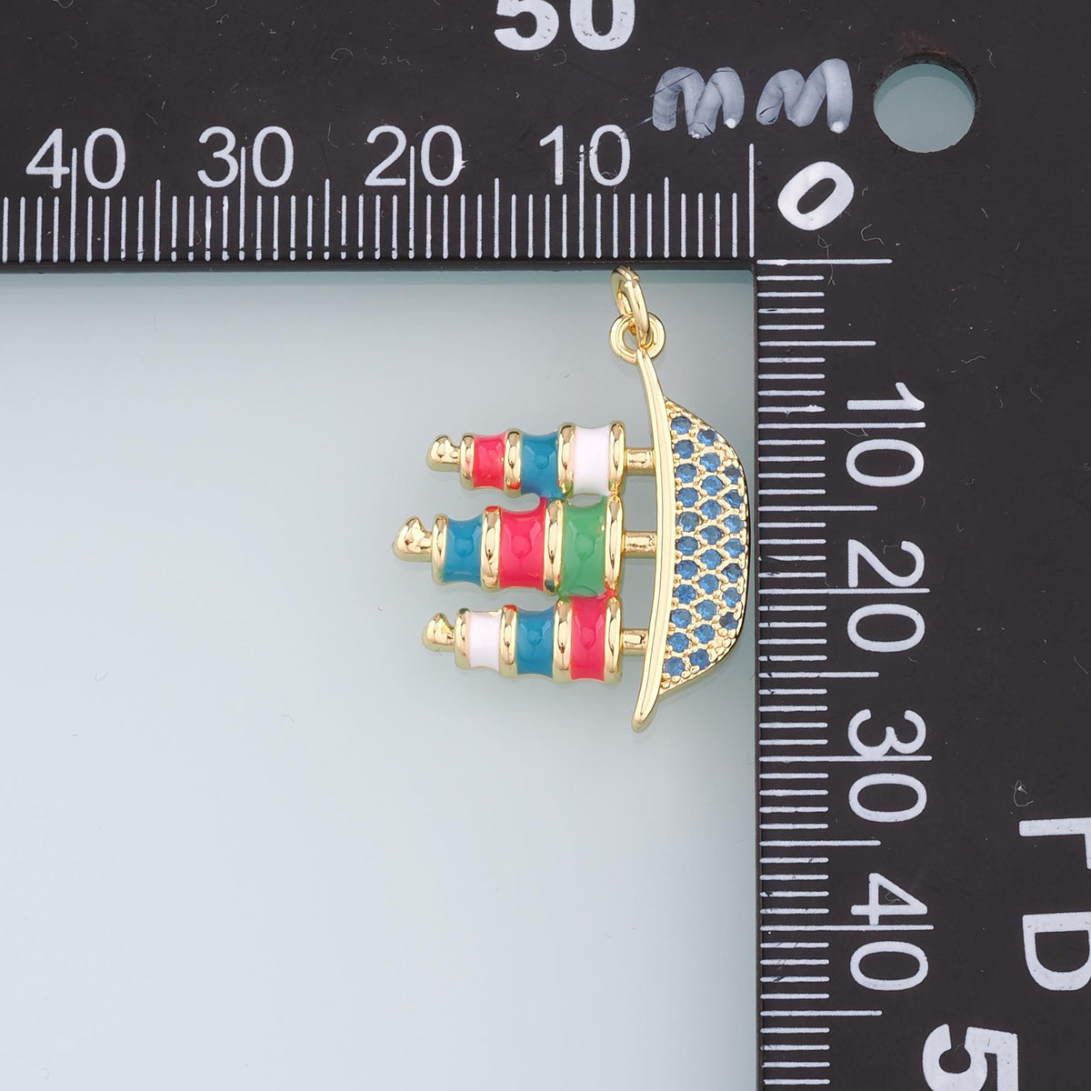 18K Gold Filled Boat Pendant,CZ Micro Pave Boat Charm Bracelet Necklace for DIY Jewelry Making Supply