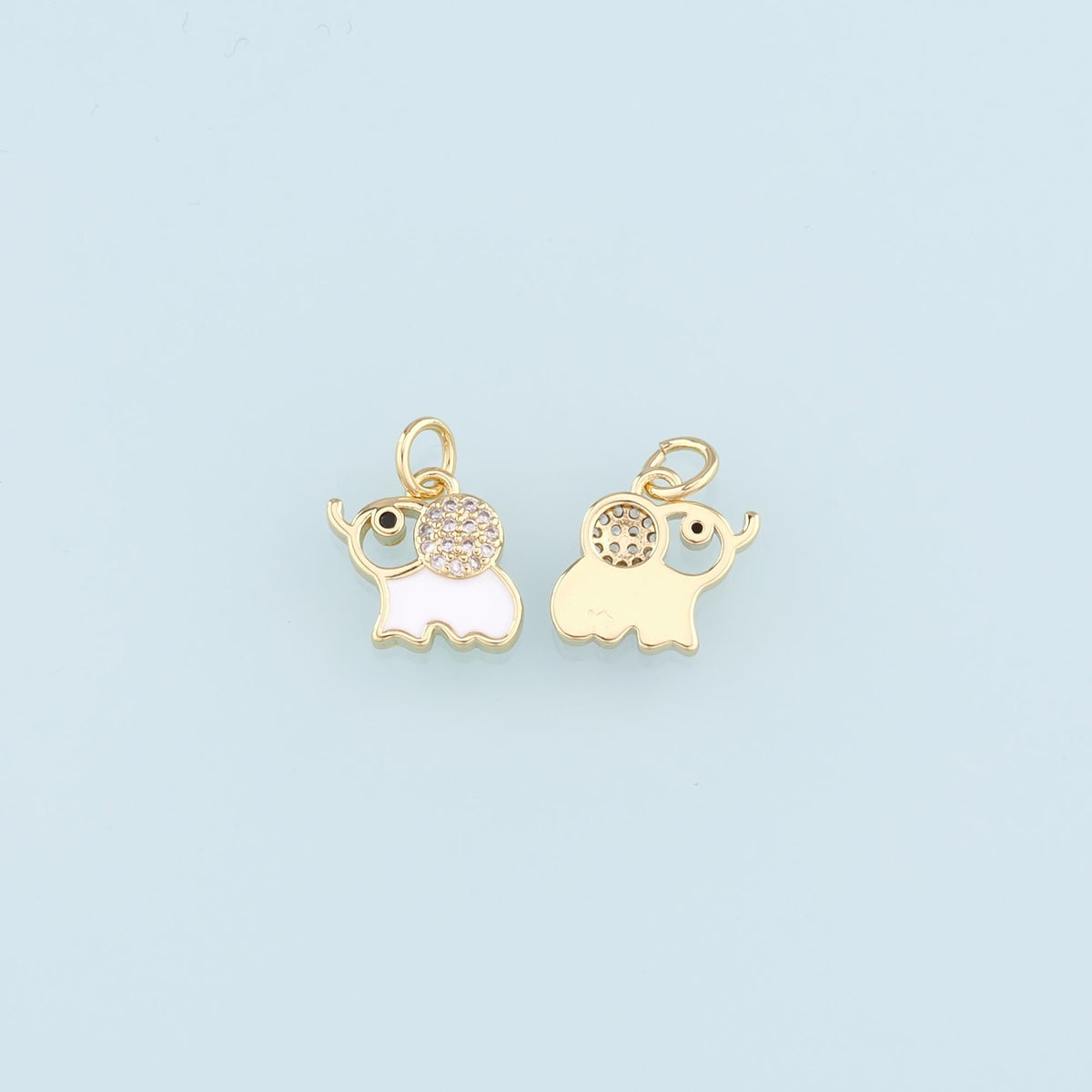 18K Gold Filled Elephant Enamel CZ Charm Pendant for Jewelry Making