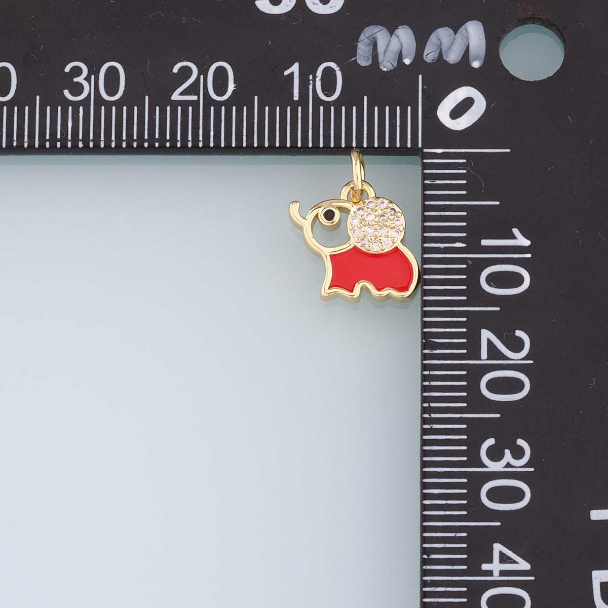 18K Gold Filled Elephant Enamel CZ Charm Pendant for Jewelry Making