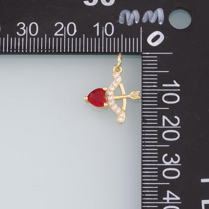 Gold Tiny Cupid Charms,18K Gold Filled Bow Arrow Pendant,CZ Bow and Arrow Charm Bracelet Necklace for DIY Jewelry Making Supp