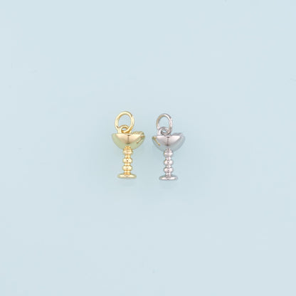 18K Gold Filled Wine Glass Pendant,Wine Glass Charm Bracelet Necklace for DIY Jewelry Making Supply