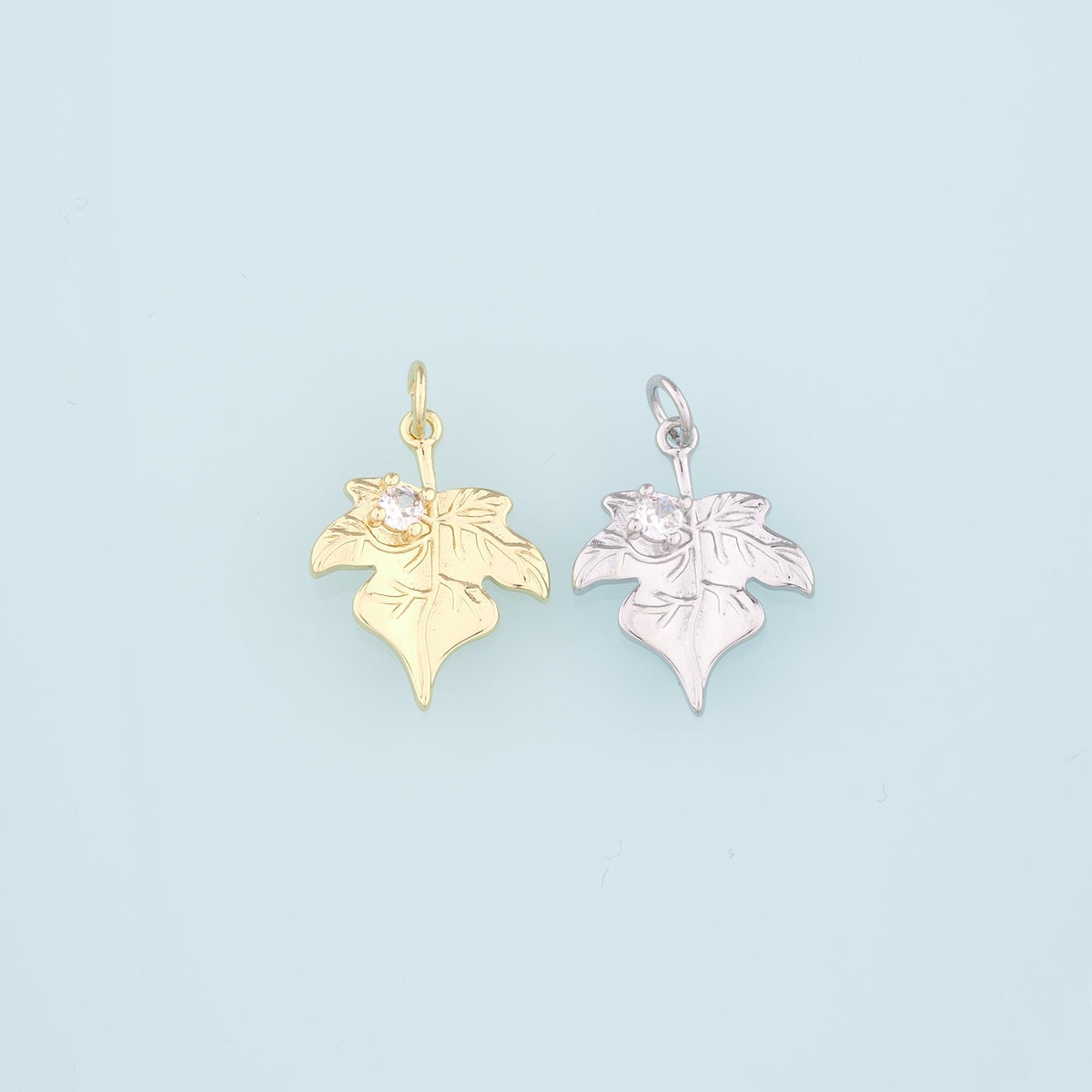 Gold Maple Leaf Charms,18K Gold Filled Maple Leaf Pendant,CZ Maple Leaf Charm Bracelet Necklace for DIY Jewelry Making Supply